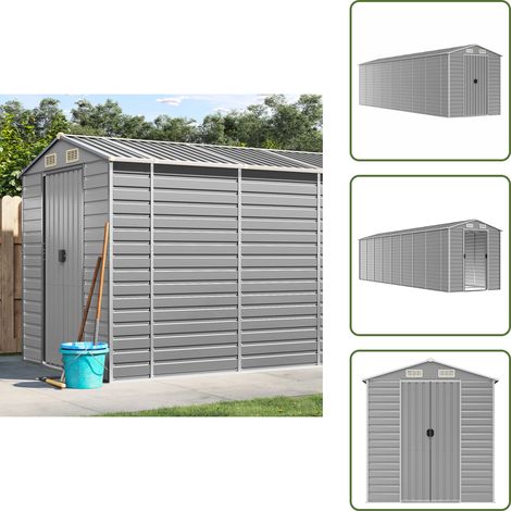 Gerätehaus Hellgrau 191x725x198 cm Verzinkter Stahl - Geräteschuppen - Gartenhaus - Werkzeuglager - Außenaufbewahrung - Stahlschrank