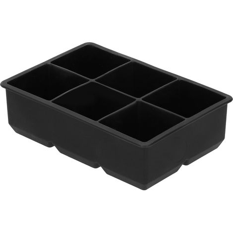 Moule à glaçons silicone 6 cases, grands cubes carrés pour cocktails et accessoires de bar (1/5)