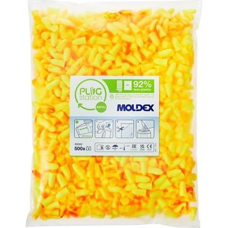 Moldex MelLows PlugStation 500 Refill Earplug Pairs with 22 dB Noise Reduction Rating (NRR), Model MOL766001