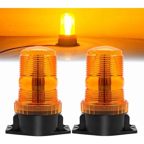 Gyrophare LED Orange Lumière stroboscopique d'urgence à led Avertissement et Lumières de Secours pour bus tracteur camion élévateur à fourche 10V-80V.(2PCS) (1/4)