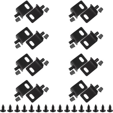 Lot de 8 charnières pivotantes noires en métal à tige cachée pour porte d'armoire en bois avec charnières de porte à broches pour porte d'armoire en bois oscillante librement (trou simple) (1/5)