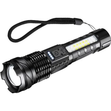 Wiederaufladbare LED-Taschenlampe, ultrahelle taktische Taschenlampe mit Zoom und 7 Leuchtmodi, IPX6 wasserdicht für Camping, Outdoor-Aktivitäten, Angeln und Notfälle - Crezuo