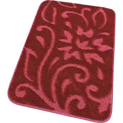 Tappeto Bagno Morbido Scendiletto Moderno Elegante Antiscivolo Assorbente 100% Made In Italy Bordeaux - 55x90 cm