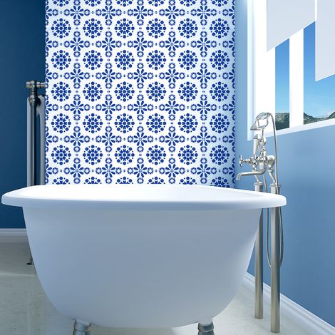 Sticker Mural Carrelage adhésif Cuisine Salle de Bain - 30 STICKERS CARREAUX DE CIMENT ORIENTAL BILBÉIS - 30stickers10x10cm (1/5)