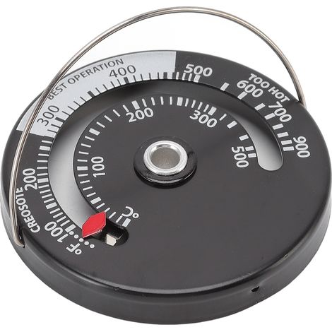 Thermomètre de poêle en alliage d'aluminium, cadran robuste à aiguille en laiton, mesure précise, aimanté pour cheminée (1/5)