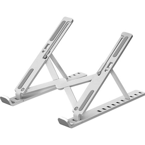Support Ordinateur Portable, Support PC Portable Pliable à Surélever 6 Angles Réglable, Antidérapant en Aluminium Ventilé Stand Compatible avec Laptop, Tablet –Argent (1/4)