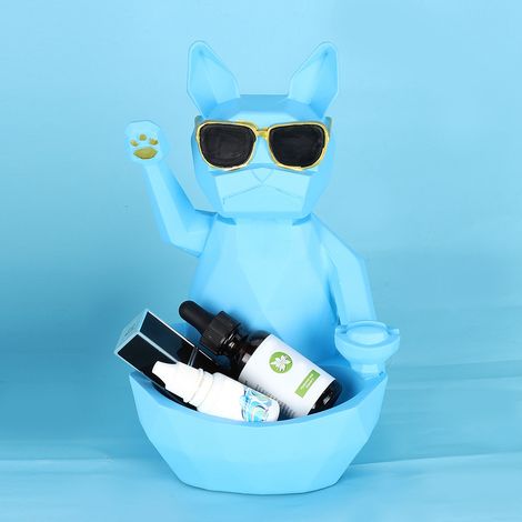 Boîte rangement résine chat mignon non glissante bleue 15x15x24cm pour maison bureau clés télécommande déco 1 pièce (1/5)