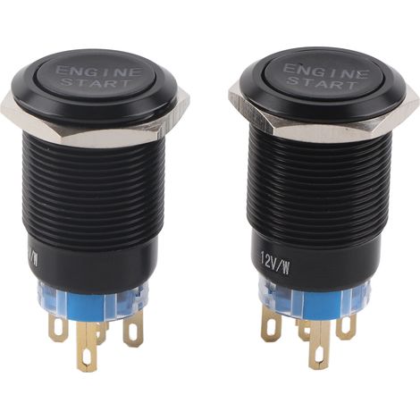Interrupteur à bouton poussoir démarreur moteur 12V imperméable voiture noir alliage zinc-aluminium (1/5)