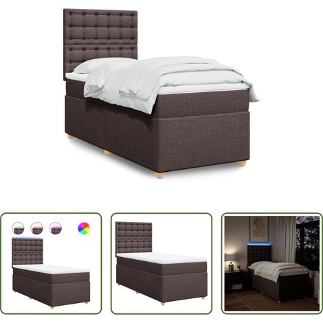 Matratze - Boxspringbett mit Matratze Dunkelbraun 100x200 cm Stoff (1/5)