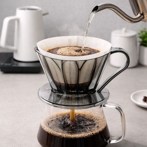 Cafec Flower Oval Dripper 102 Tazza trasparente nera 3-5