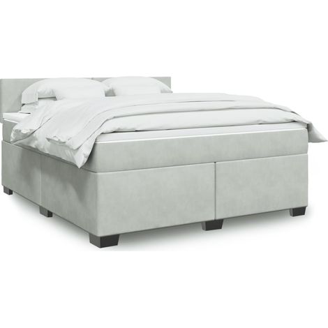 Boxspringbett mit Matratze Hellgrau 180x200 cm Samt
