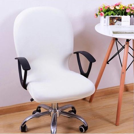 Funda elástica beige para sillas giratorias — Color liso, adecuada para sillas de oficina y de ordenador (1/5)