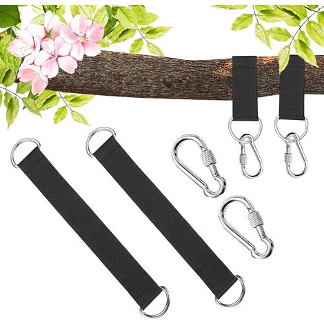 2 Pièces Sangles de Balançoire d'arbre, Sangles Suspendues Accessoires de Balançoire, Hamac Sangles, avec 2 Crochets pour Balancoire de Jardin Hamac ou Siège Suspendu (1/5)