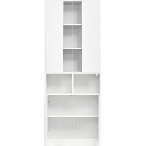 Aparador alto blanco con ventanilla acrílica LED controlada por app 70 x 35 x 180 cm (1/5)