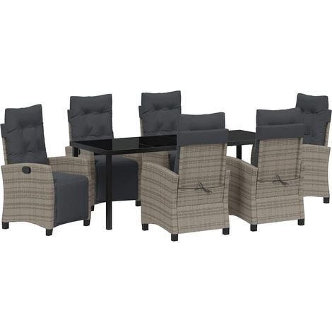 Maison Exclusive - Set da Pranzo per Giardino con cuscino 7 pcs Grigio polyrattan