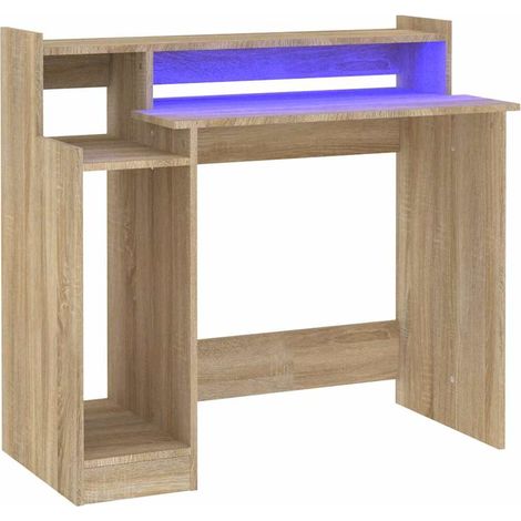 Maison Exclusive - Schreibtisch mit LEDs Sonoma-Eiche 97x45x90 cm (1/5)