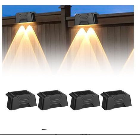 (Noir) Lampes Solaire Pour Jardins Extérieurs: 4 Pièces Étanches Lampes Solaire, Éclairage LED Pour Escaliers Extérieurs, Applique Murale IP65 Pour Allée Jardin Terrasse Clôture (1/5)