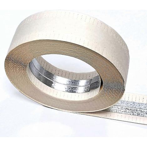 Bande d'angle pour plaques de plâtre avec renfort métallique, bande d'angle renforcée pour joints de plaques de plâtre. (1/5)