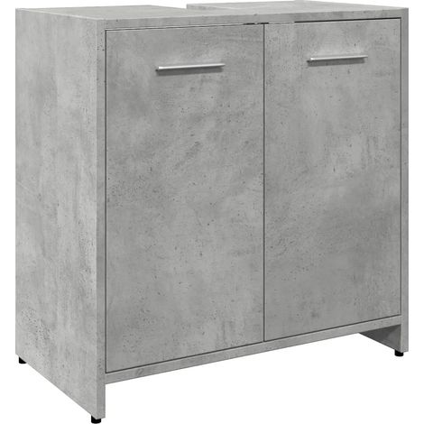 Armoire de lavabo design élégant salle de bain grand espace de rangement 60 x 33 x 60 cm en bois d'ingénierie gris béton (1/5)