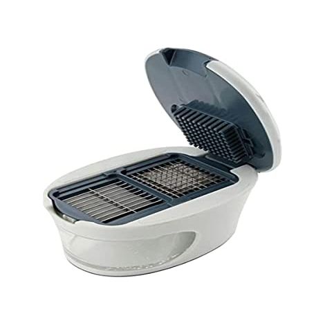 Fackelmann Taglia e sminuzza Aglio, Zenzero ECC. con 2 Lame Differenti, Linea Easy Prepare, affetta a cubetti o a fette, 11x7,5x6,5cm, Colore Scuro, Acciaio Inossidabile, Bianco/Blu-Grigio (1/2)