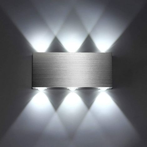 Luminaire LED 6W Murale Moderne Carrée Aluminium Blanc Froid, Éclairage Haut/Bas pour Chambre, Bureau, Couloir, Salon, Hôtel, Bar, Déco Murale (1/5)