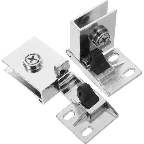 Charnières métalliques pour portes vitrées sans perçage avec protection d'angle (1/5)
