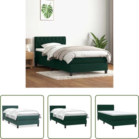 Matratze - Boxspringbett mit Matratze Dunkelgrün 80x220 cm Samt (1/5)