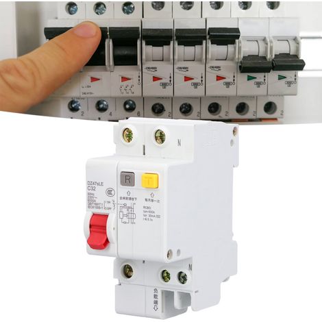 Disjoncteur miniature DZ47sLE C32 1P+N 32 A, montage sur rail DIN, basse tension 230 V, pouvoir de coupure 6000 A (1/5)