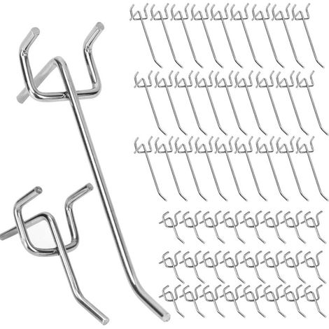 50 Pcs Crochets pour Panneau Perforé Porte Panneau Mural Crochets Muraux pour l'Affichage Au Détail 10 cm et 5 cm Crochet Simple Ensemble (1/4)