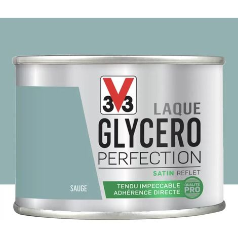 V33 – Laque glycéro satin sauge 0,125 L – Peinture anti humidité pour bois et métal – Haute adhérence pour usage intensif