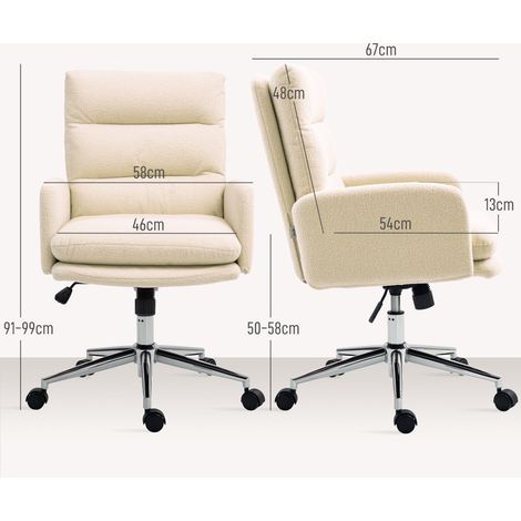 Chaise de bureau rembourrée, inclinable, pivotante, à roulettes, blanc crème (1/5)