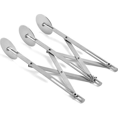 Couteau à Pizza en acier inoxydable à 3 roues, diviseur de pâte réglable pour pâtisserie, pâtes, gâteaux, biscuits, outil de cuisson de cuisine (1/5)
