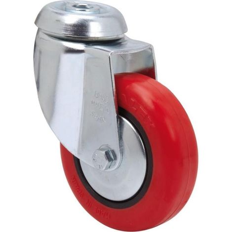 rueda giratora agujero m10 20bh100cp-ppi poliamix-poliur.rojo eje liso (1/2)