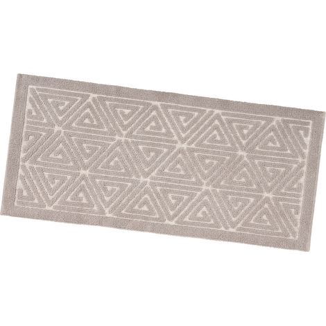 Tappeto Bagno Greca Tinta Unita Scendiletto Morbido Puro Cotone Assorbente Antiscivolo 65x150 cm - Tortora