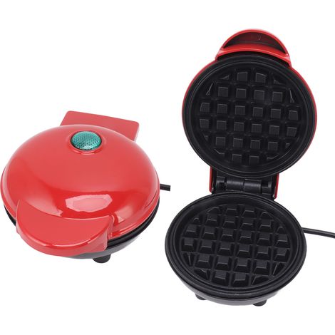 Petit gaufrier double face rond, multifonction, antiadhésif, pour toasts et sandwichs, prise européenne 220 V, rouge (1/5)