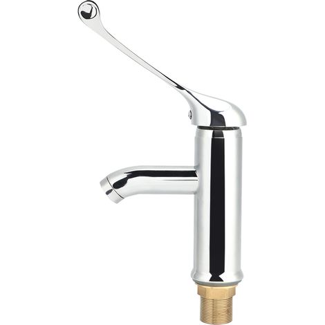 1 Robinet de comptoir,poignée longue,mélangeur eau chaude et froide,bec long,cuivre,hôpital école laboratoire (1/5)