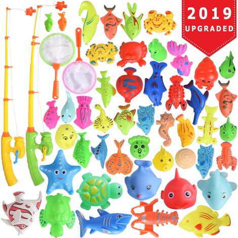 Set mit 40 magnetischen Angelspielzeugen zum Lernen und Spielen in der Badewanne oder im Pool. (1/5)