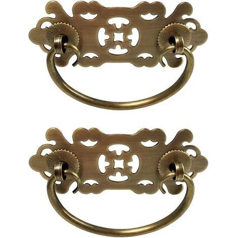 Set mit 2 antiken Schubladengriffen aus Messing im Vintage-Stil für Bücherregale, Schränke und Schubladen – aus reinem Kupfer (1/4)