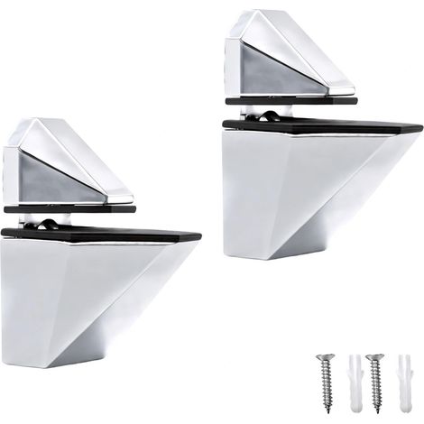 2 Pièces Support Etagere Verre, Réglable Pince de Fixation pour Verre en Alliage de Zinc, Clips de Fixation pour Vitre Argenté, pour Panneaux en Verre ou en Bois D’une Épaisseur de 3 à 20 mm (1/5)