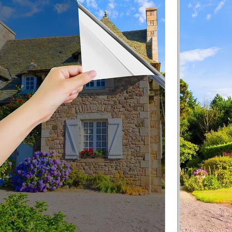 1 Film Miroir,Protection Solaire,Adhésif Statique,Anti UV,Fenêtre Intérieure et Extérieure