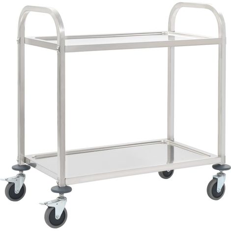 Desserte de cuisine en acier inoxydable - Polyvalents et Robustes 2 niveaux - 96,5 x 55 x 90 cm-Dimensions 2 niveaux - 96,5 x 55 x 90 cm (1/5)
