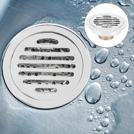 Siphon de douche, bonde de sol ronde pour salle de bain et siphon de sol désodorisant, accessoires de salle de bain, 10 cm (1/3)
