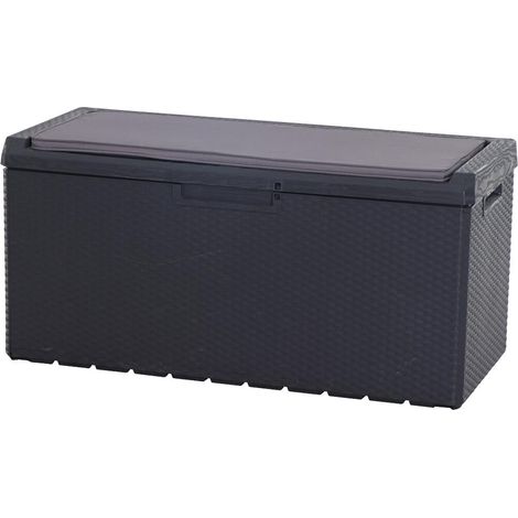 Kissenbox Portonovo 350 Liter Rattan/Holzoptik, Kunststoff anthrazit (1/4)