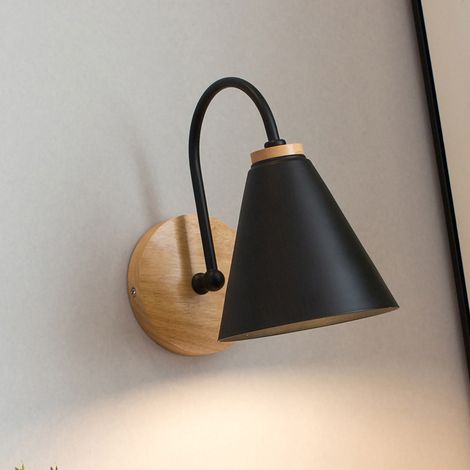 Skandinavische Design-Wandleuchte für Flur, Schlafzimmer, Wohnzimmer, Büro, geschwungene Form, schwarz, Leuchtmittel nicht enthalten. (1/3)