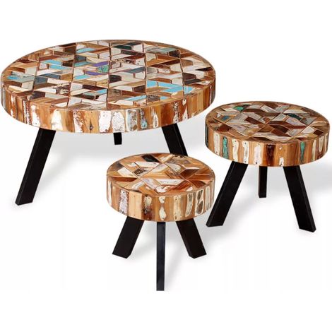 Ensemble de table basse 3 pièces Bois de récupération massif vidaXL (1/5)