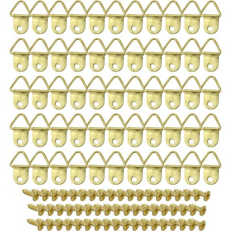 Lot de 55 crochets de suspension avec 55 vis, crochets pour cadre photo, crochets de suspension, kit de crochets pour cadre photo, pour maison, bureau, photo, peinture, doré (1/5)