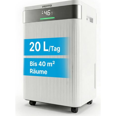 Venta AD100 - Deumidificatore con funzione ionizzatore, 20 l/giorno, serbatoio da 4,5 l, per ambienti fino a 40 m²/100 m³, controllo automatico dell'umidità, modalità lavanderia, R290 (1/5)