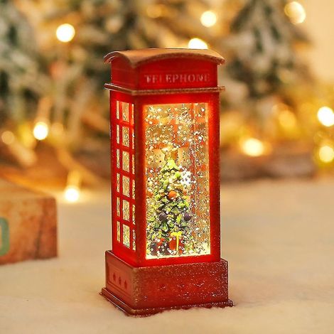 sapin de Noël lumineux pour cabine téléphonique, décoration de bureau rouge pour cabine téléphonique, décoration de Noël (1/5)