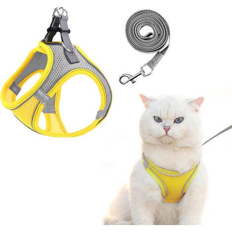 Arneses para gatos, correa suave y transpirable, tiras reflectantes ajustables, arneses tipo chaleco, adecuados para evitar escapes de gatitos. (1/5)