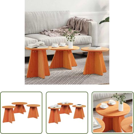 Holz Couchtisch - Couchtisch 3 pcs Wachsbraun (1/5)